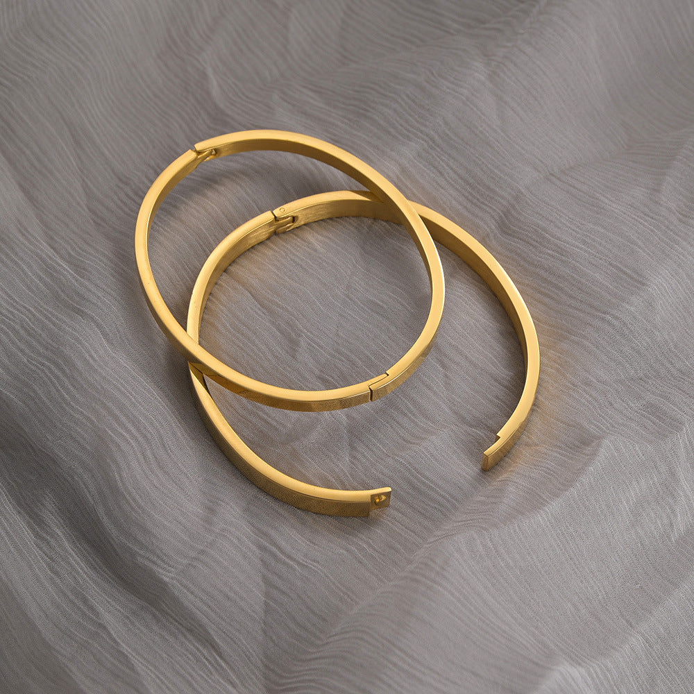 Simple Smooth Buckle Bracelet Cool Wind 4mm6mm Wide
