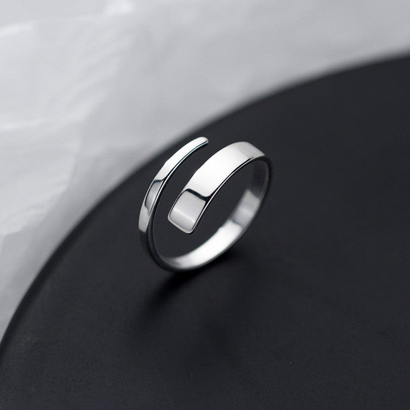 S925 Silver Ring Women's Korean-style Fashion Temperament Line Ring