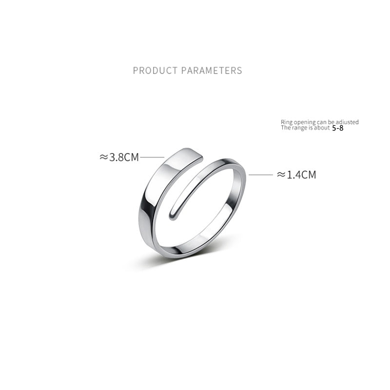 S925 Silver Ring Women's Korean-style Fashion Temperament Line Ring