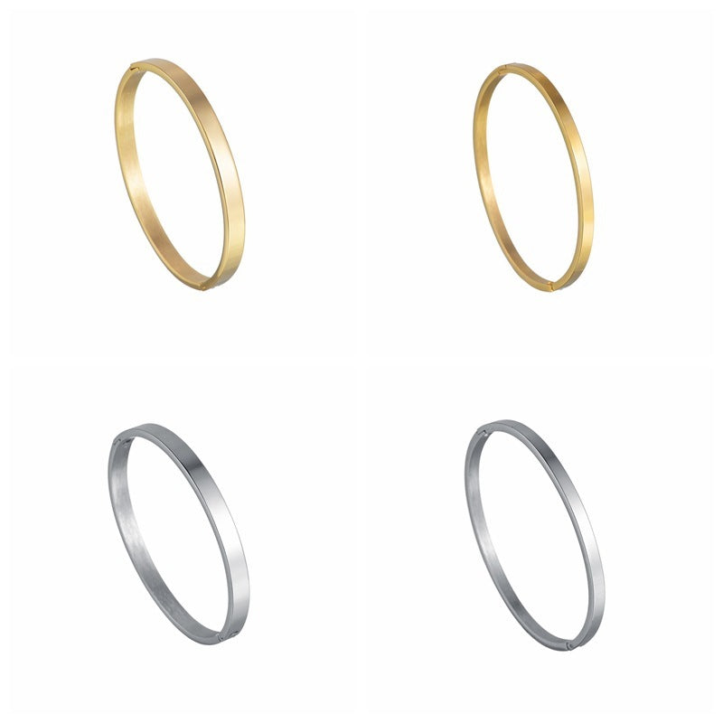 Simple Smooth Buckle Bracelet Cool Wind 4mm6mm Wide
