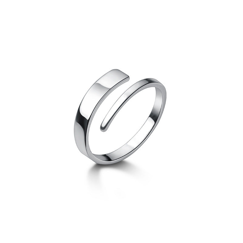 S925 Silver Ring Women's Korean-style Fashion Temperament Line Ring