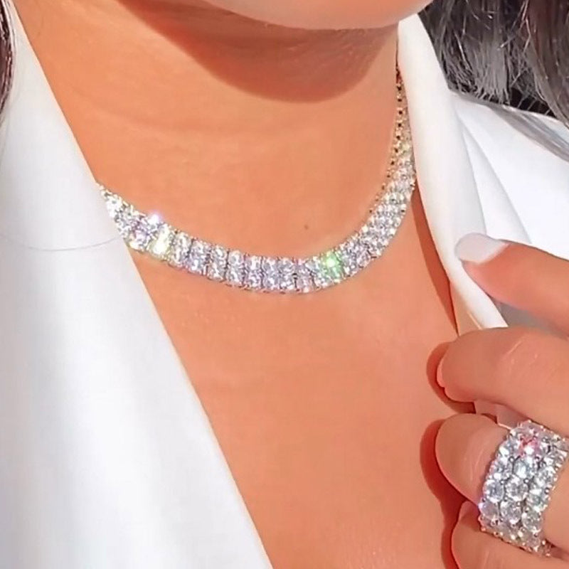 Light Luxury Large Diamond Double Row Necklace