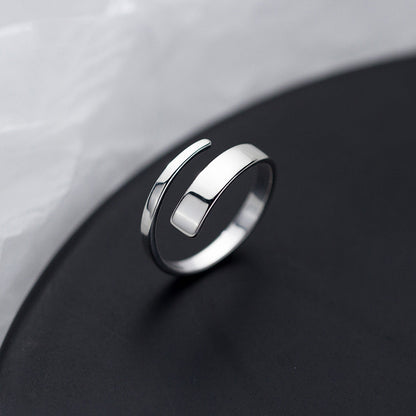 S925 Silver Ring Women's Korean-style Fashion Temperament Line Ring