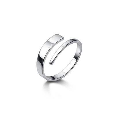 S925 Silver Ring Women's Korean-style Fashion Temperament Line Ring