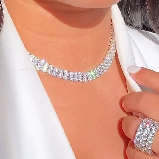 Light Luxury Large Diamond Double Row Necklace